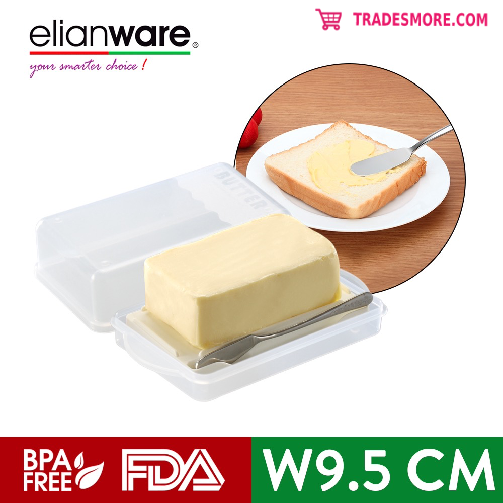 Elianware Transparent Butter Case Keeper Storage with Cover [FREE Butter Knife] [Wholesale available]