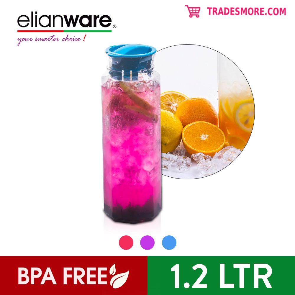 Elianware BPA Free Glass-Like Transparent Clear Water Jug with Twistable Cover (1.2Ltr) [Wholesale available]